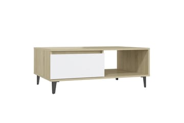 Salongbord hvit og sonoma eik 90x60x35 cm sponplate - Beige - Møbler - Bord - Sofabord