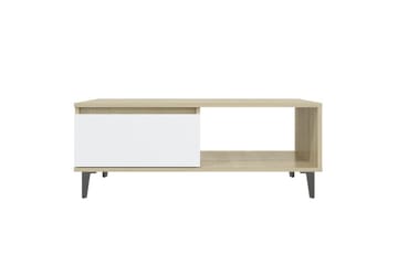 Salongbord hvit og sonoma eik 90x60x35 cm sponplate - Beige - Møbler - Bord - Sofabord