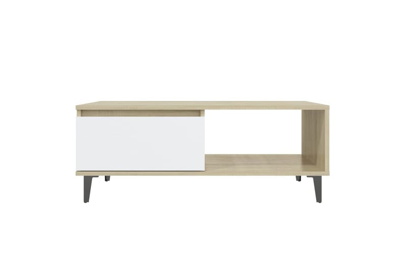 Salongbord hvit og sonoma eik 90x60x35 cm sponplate - Beige - Møbler - Bord - Sofabord