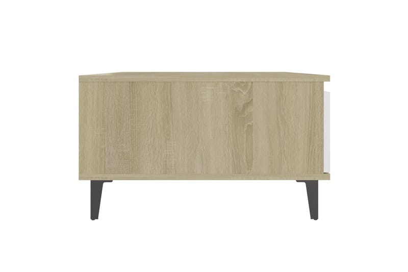 Salongbord hvit og sonoma eik 90x60x35 cm sponplate - Beige - Møbler - Bord - Sofabord