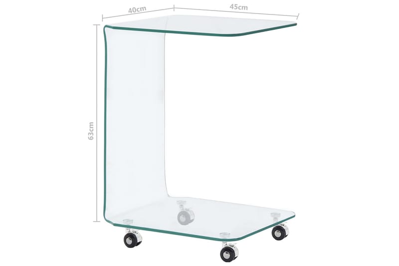 Salongbord klart 45x40x63 cm herdet glass - Gjennomsiktig - Møbler - Bord - Sofabord