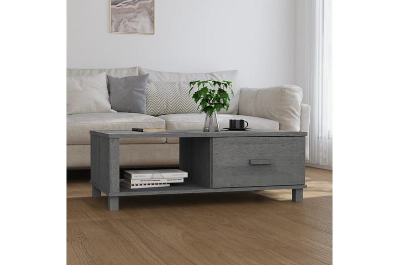 Salongbord mørkegrå 100x55x35 cm heltre furu - Grå - Møbler - Bord - Sofabord