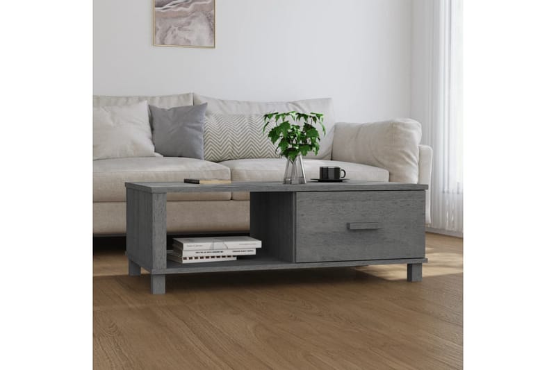 Salongbord mørkegrå 100x55x35 cm heltre furu - Grå - Sofabord