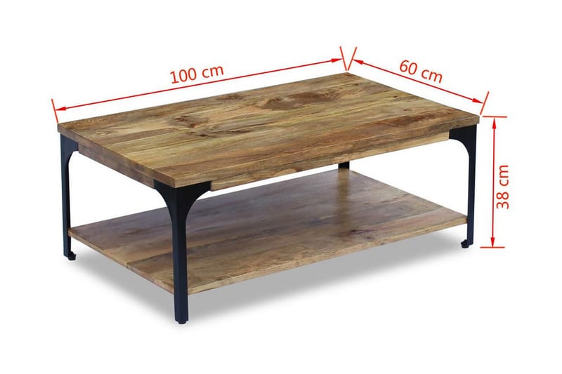 Salongbord mangotre 100x60x38 cm - Mangotre/Svart - Møbler - Bord - Sofabord