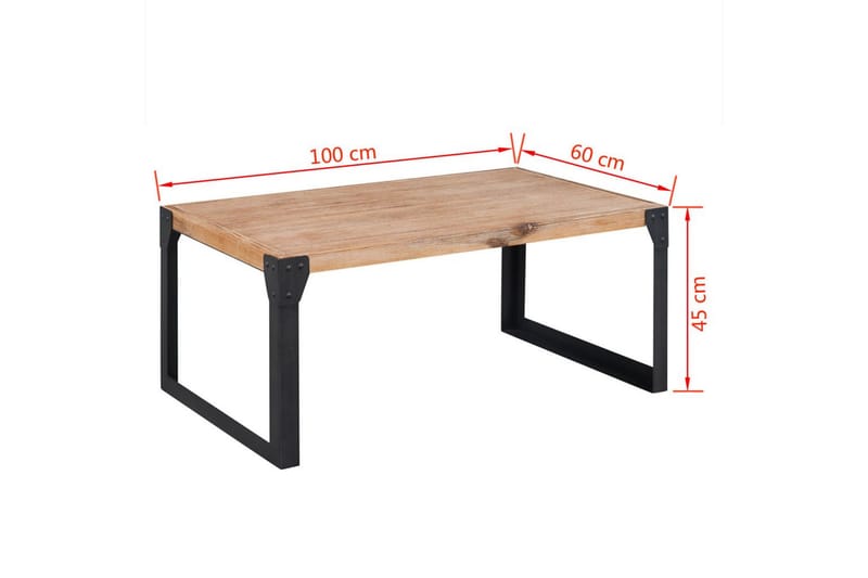 Salongbord massivt akasietre 100x60x45 cm - Akasie/Svart - Møbler - Bord - Sofabord