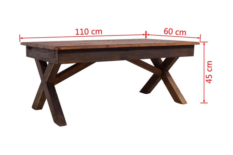 Salongbord massivt gjennvunnet tre 110x60x45 cm - Resirkulert Tre - Møbler - Bord - Sofabord