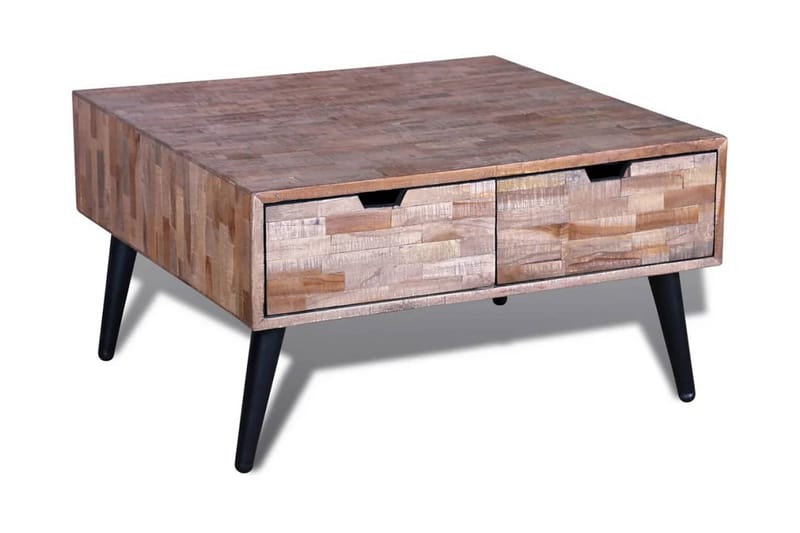 Salongbord med 4 skuffer gjenvunnet tre teak - Återvunnen Teak/Svart - Møbler - Bord - Sofabord