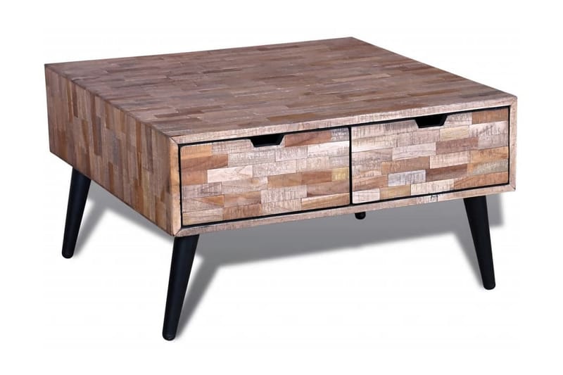 Salongbord med 4 skuffer gjenvunnet tre teak - Återvunnen Teak/Svart - Møbler - Bord - Sofabord