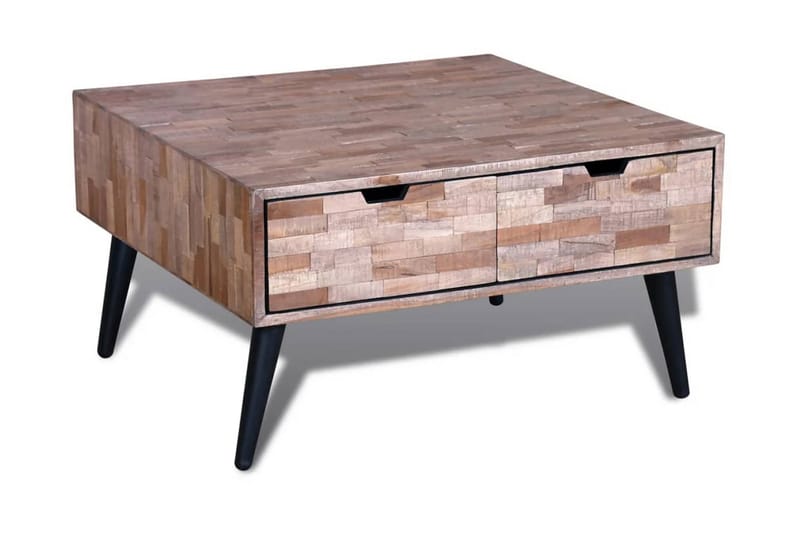 Salongbord med 4 skuffer gjenvunnet tre teak - Återvunnen Teak/Svart - Møbler - Bord - Sofabord