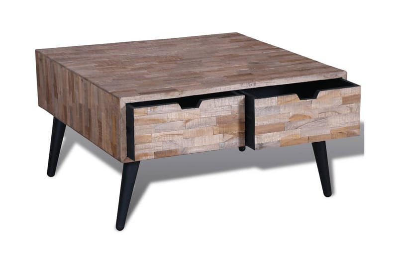 Salongbord med 4 skuffer gjenvunnet tre teak - Återvunnen Teak/Svart - Møbler - Bord - Sofabord