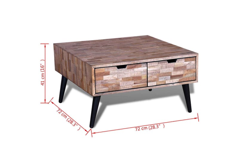 Salongbord med 4 skuffer gjenvunnet tre teak - Återvunnen Teak/Svart - Møbler - Bord - Sofabord