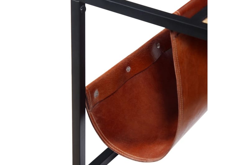 Salongbord med magasinholder i ekte lr 110x50x45 cm - Mangotre/Lær - Møbler - Bord - Sofabord