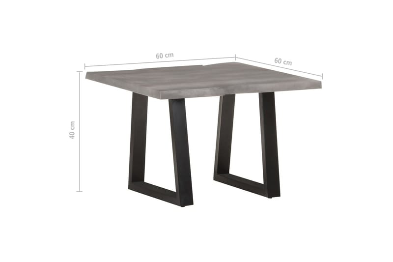 Salongbord med naturlige kanter 60x60x40 cm heltre akasie - Grå - Møbler - Bord - Sofabord