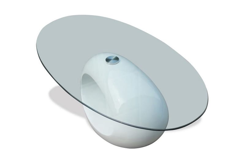 Salongbord med oval glassflate høyglans hvit - Glass/Hvit Høyglans - Sofabord