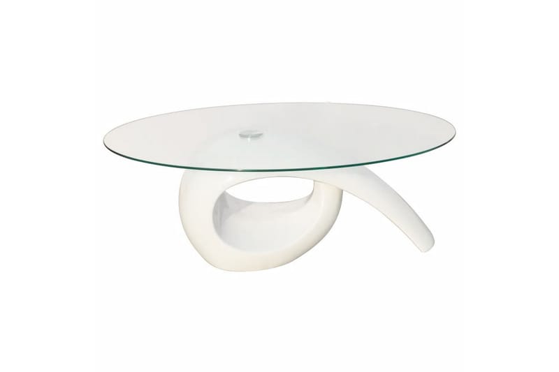Salongbord med oval glassflate høyglans hvit - Glass/Hvit Høyglans - Sofabord