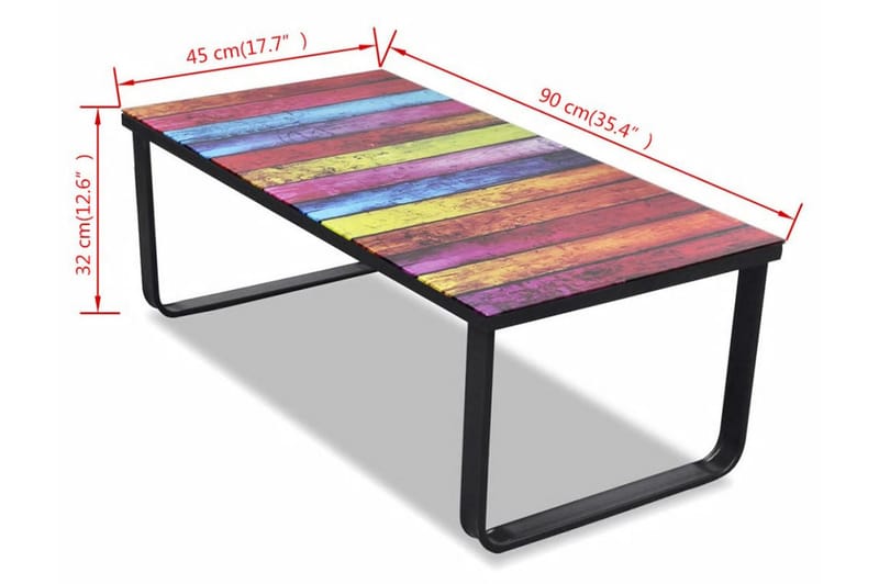 Salongbord med regnbueprint glassplate - Glass/Regnbågstrykk - Møbler - Bord - Sofabord