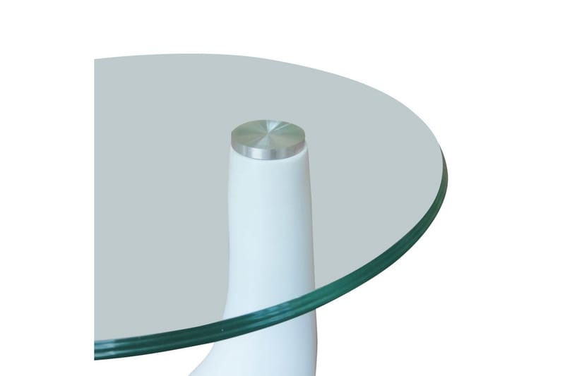 Salongbord med rund glassflate 2 stk høyglans hvit - Glass/Hvit Høyglans - Sofabord
