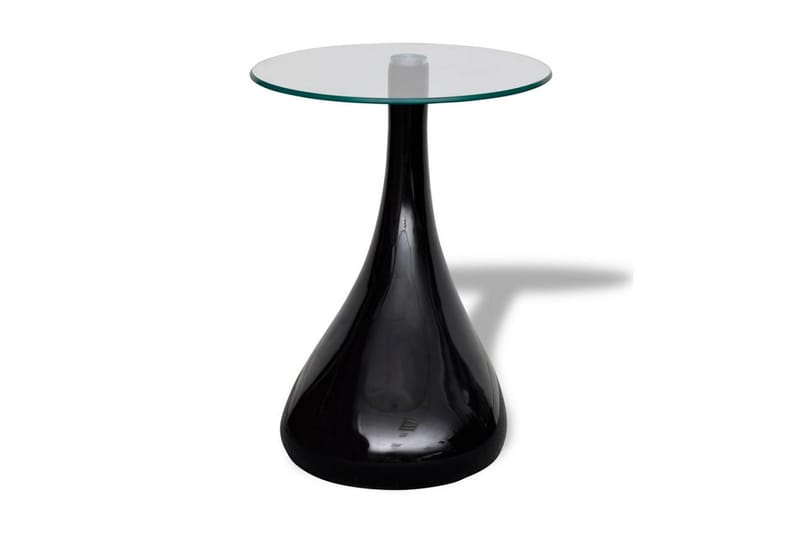Salongbord med rund glassflate 2 stk høyglans svart - Glass/Svart Høyglans - Sofabord
