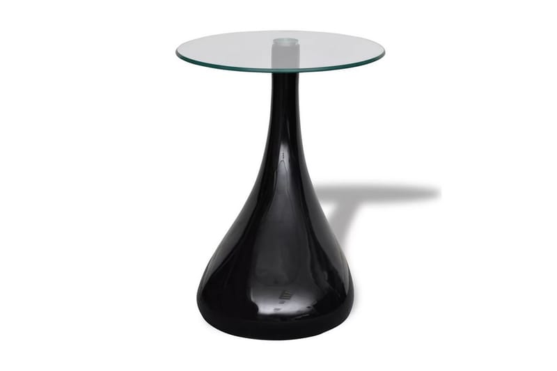 Salongbord med rund glassflate høyglans svart - Glass/Svart Høyglans - Sofabord
