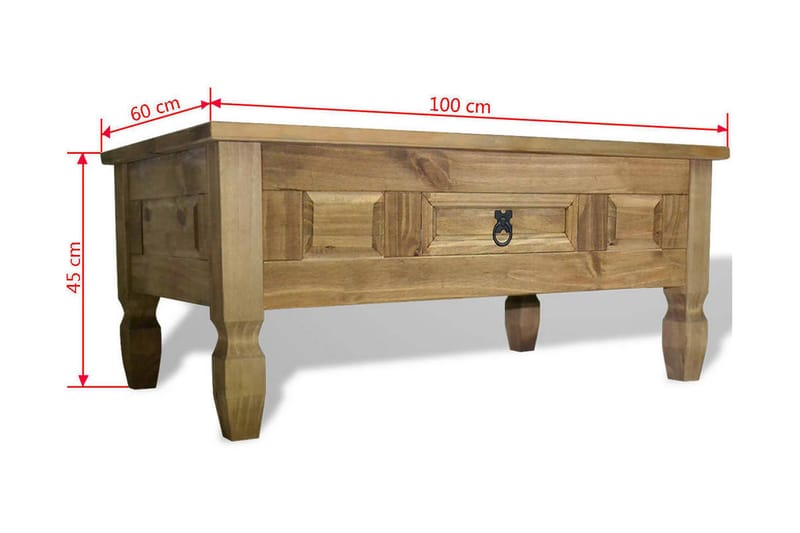 Salongbord meksikansk Corona-stil furu 100x60x45 cm - Furu - Møbler - Bord - Sofabord