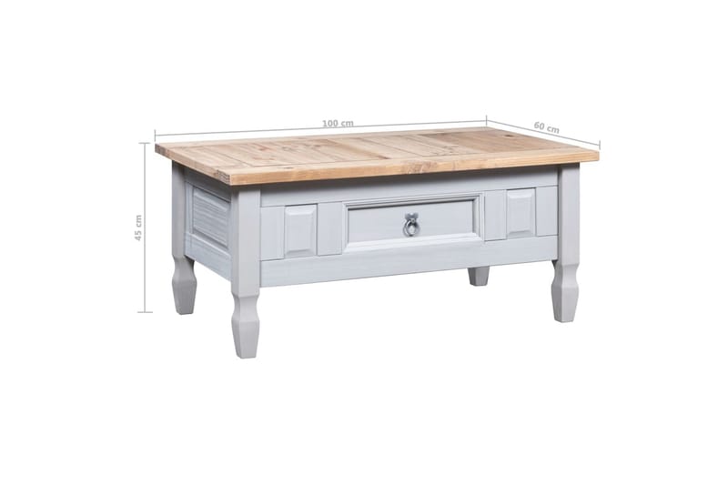 Salongbord meksikansk Corona-stil furu 100x60x45 cm grå - Møbler - Bord - Sofabord