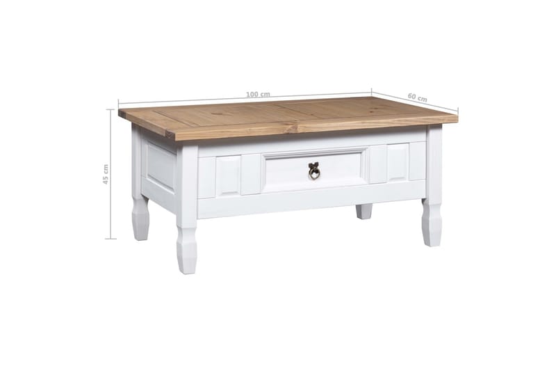 Salongbord meksikansk Corona-stil furu 100x60x45 cm hvit - Møbler - Bord - Sofabord