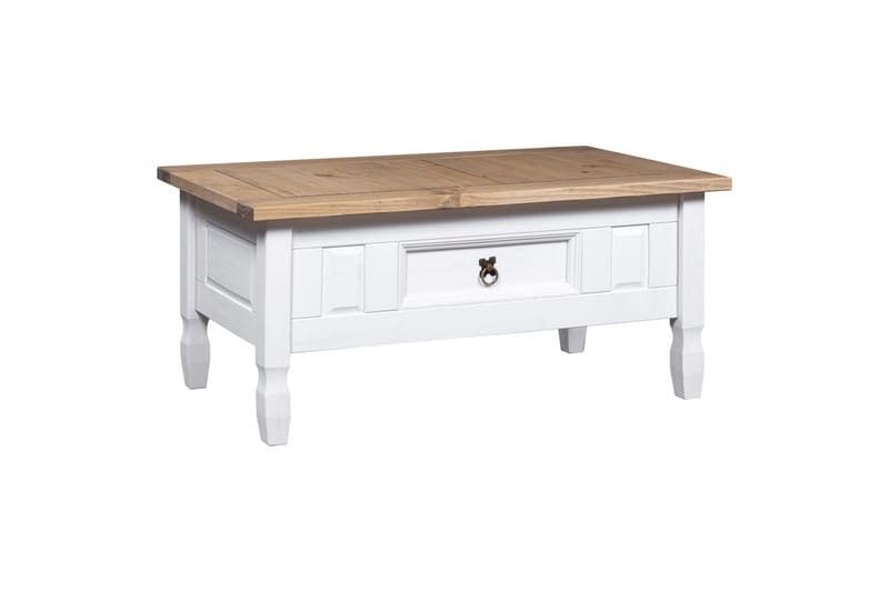 Salongbord meksikansk Corona-stil furu 100x60x45 cm hvit - Møbler - Bord - Sofabord