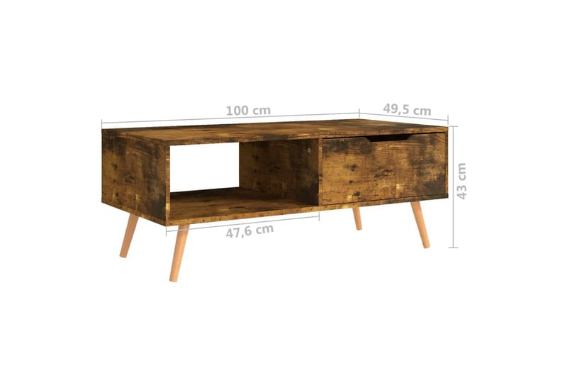 Salongbord røkt eik 100x49,5x43 cm sponplate - Brun - Møbler - Bord - Sofabord