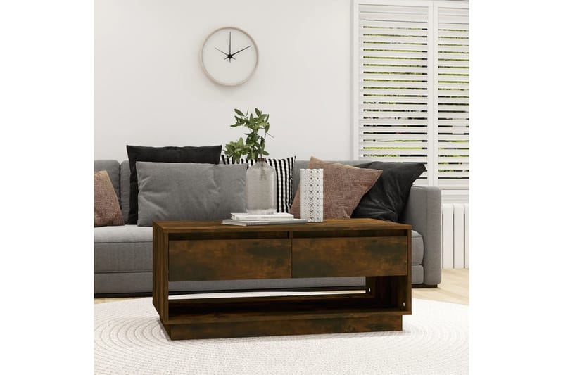 Salongbord røkt eik 102,5x55x44 cm sponplate - Brun - Møbler - Bord - Sofabord