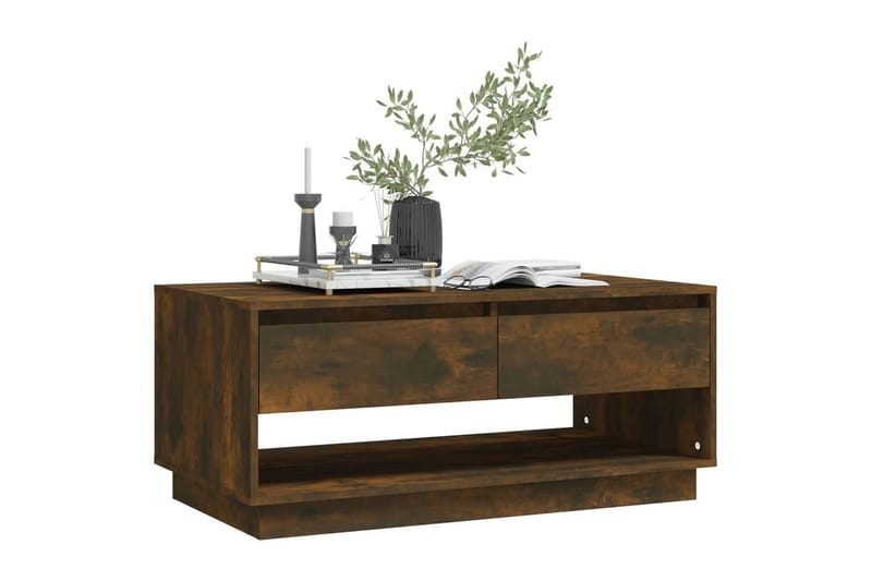 Salongbord røkt eik 102,5x55x44 cm sponplate - Brun - Møbler - Bord - Sofabord