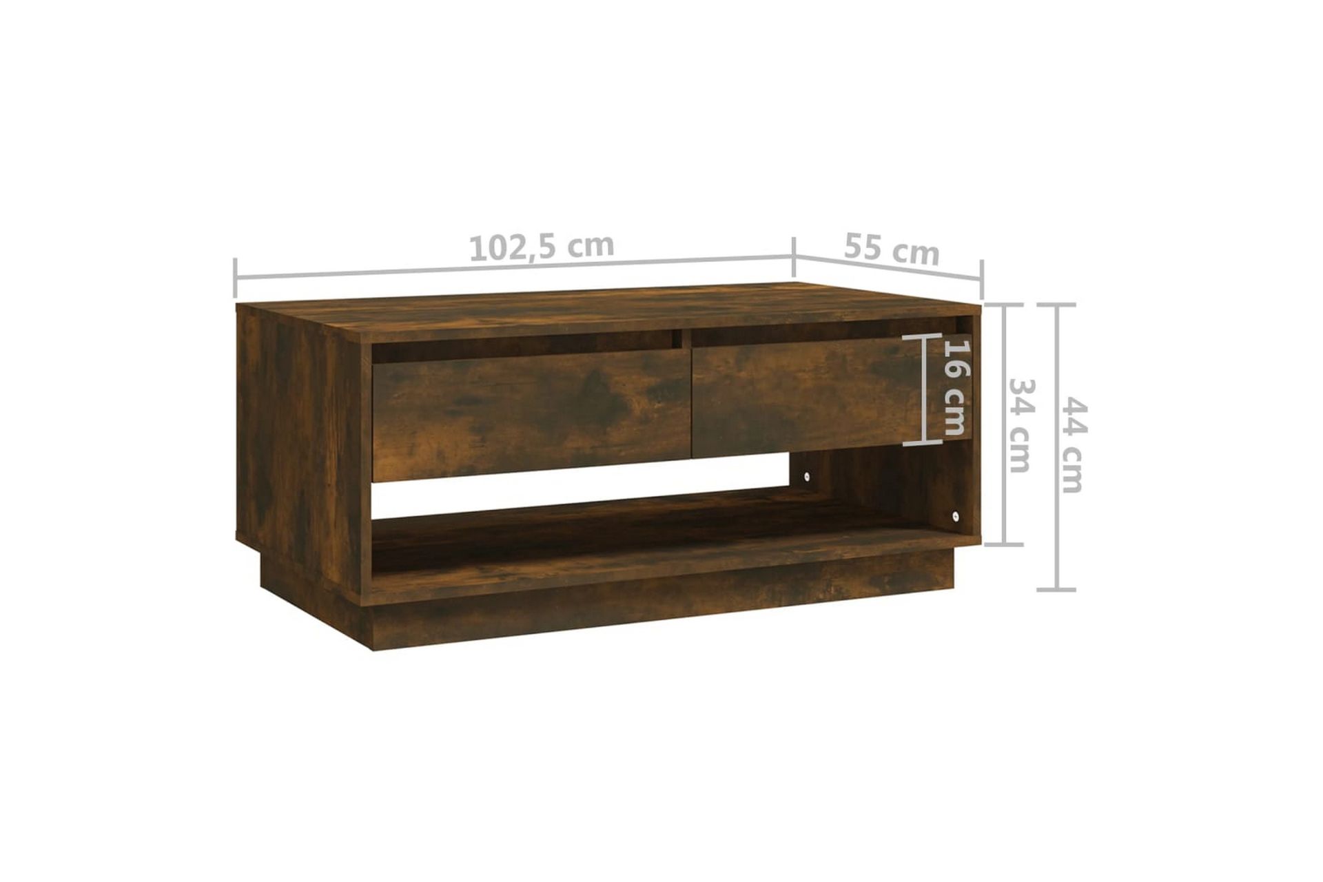 Salongbord røkt eik 102,5x55x44 cm sponplate - Brun - Møbler - Bord - Sofabord
