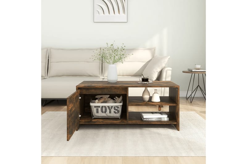 Salongbord røkt eik 102x50x45 cm konstruert tre - Brun - Møbler - Bord - Sofabord