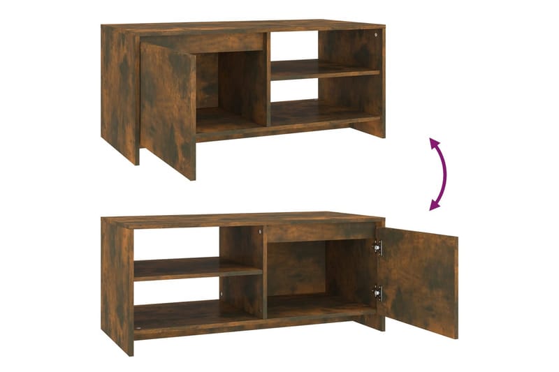 Salongbord røkt eik 102x50x45 cm konstruert tre - Brun - Møbler - Bord - Sofabord