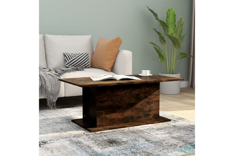 Salongbord røkt eik 102x55,5x40 cm sponplate - Brun - Møbler - Bord - Sofabord