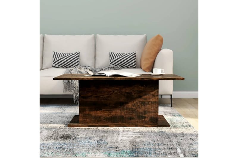 Salongbord røkt eik 102x55,5x40 cm sponplate - Brun - Møbler - Bord - Sofabord