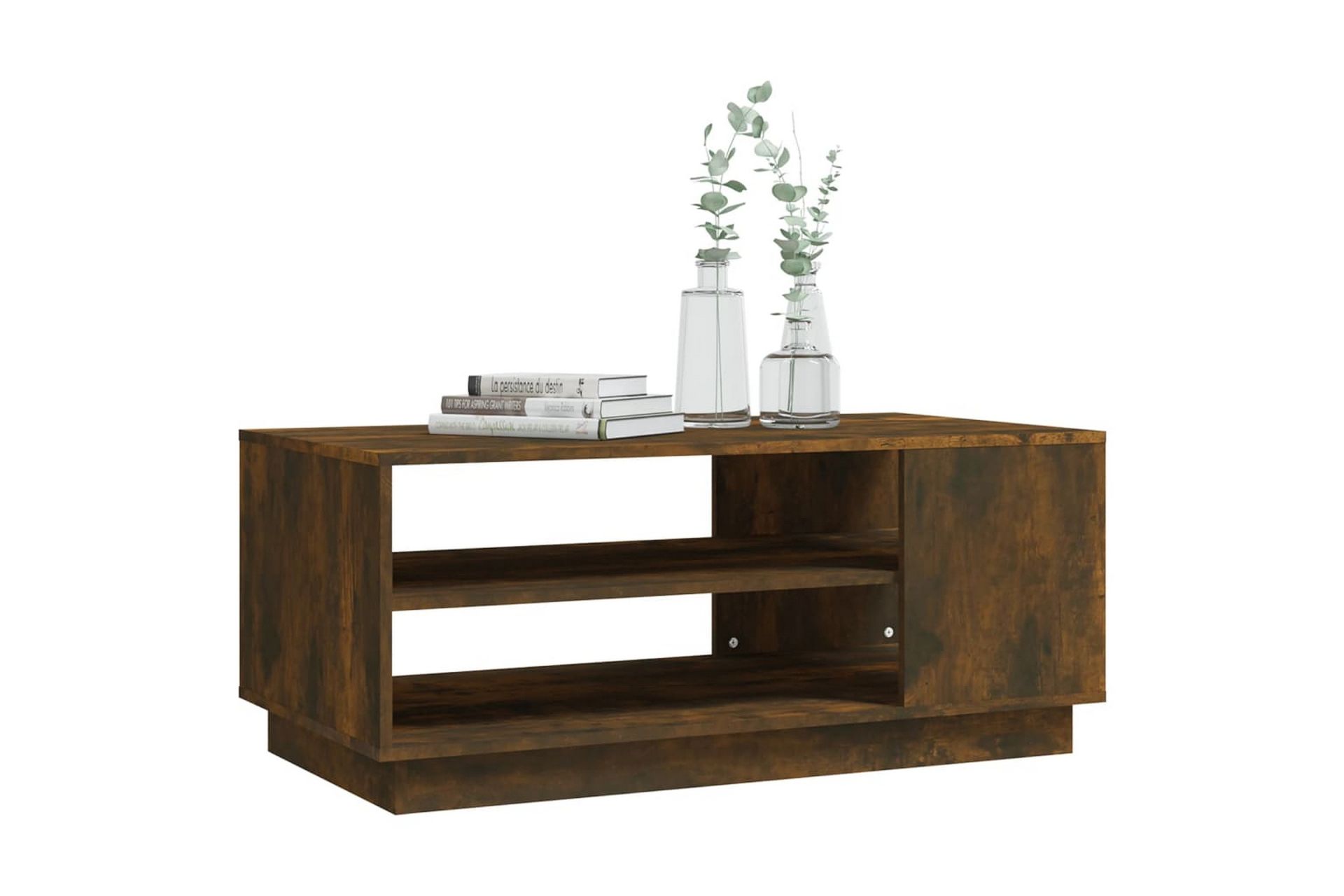 Salongbord røkt eik 102x55x43 cm sponplate - Brun - Møbler - Bord - Sofabord