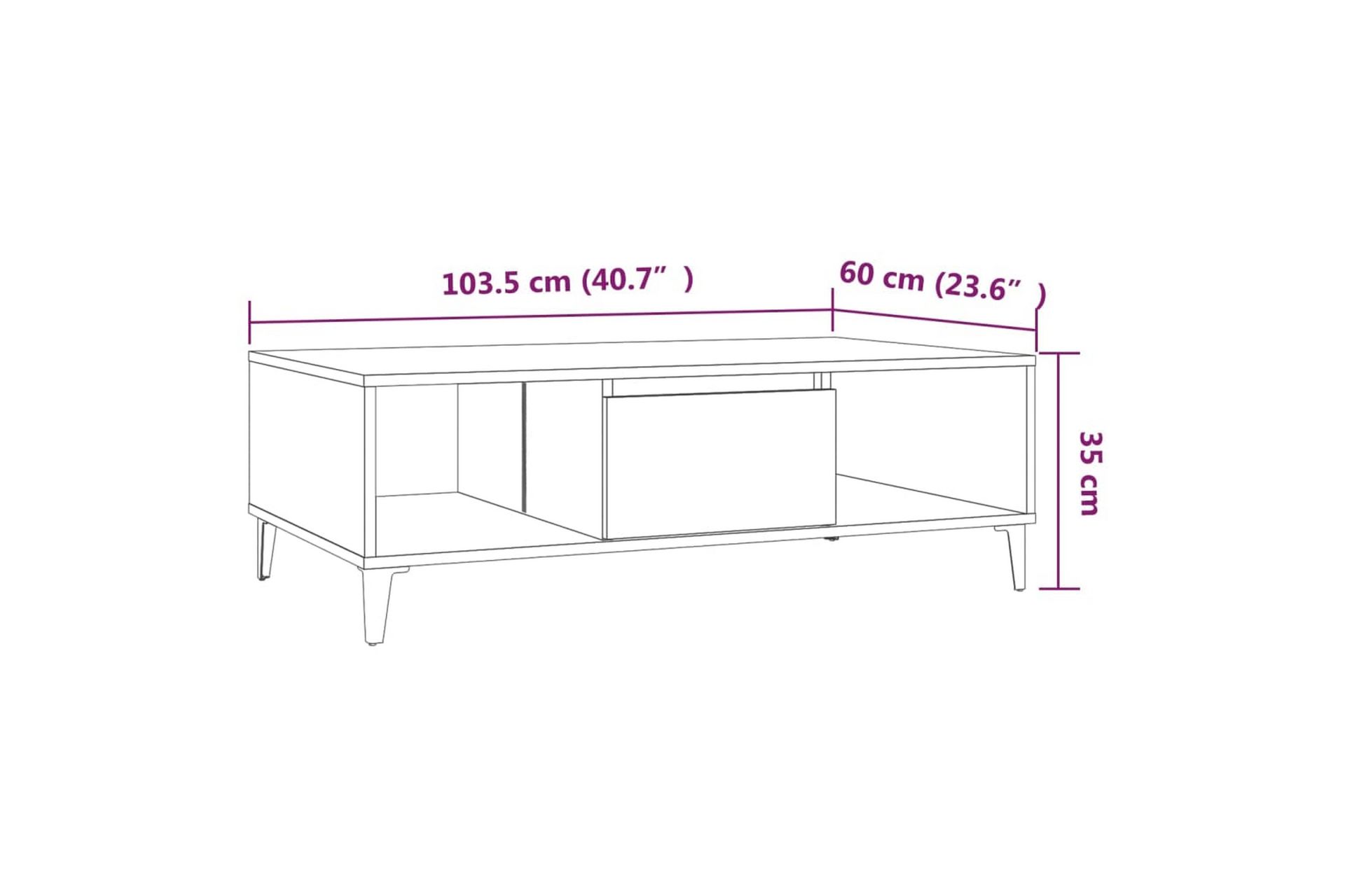 Salongbord røkt eik 103,5x60x35 cm sponplate - Brun - Møbler - Bord - Sofabord