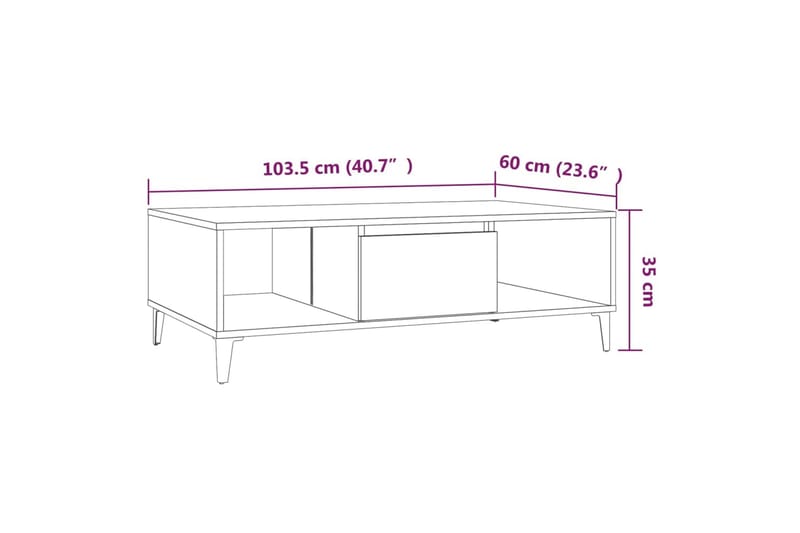 Salongbord røkt eik 103,5x60x35 cm sponplate - Brun - Sofabord