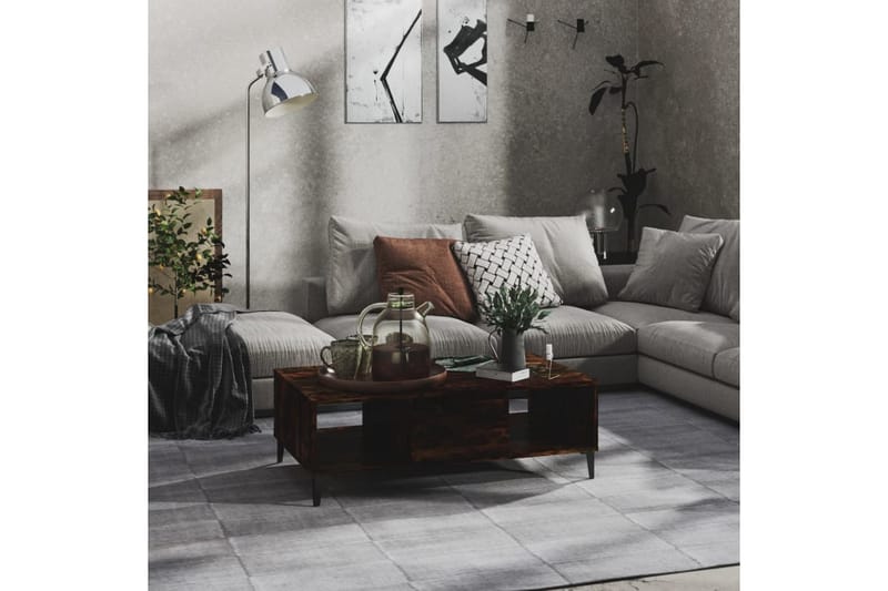 Salongbord røkt eik 103,5x60x35 cm sponplate - Brun - Møbler - Bord - Sofabord