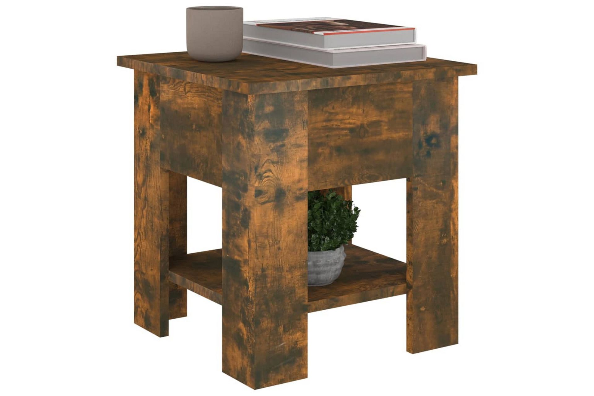 Salongbord røkt eik 40x40x42 cm konstruert tre - Brun - Møbler - Bord - Sofabord