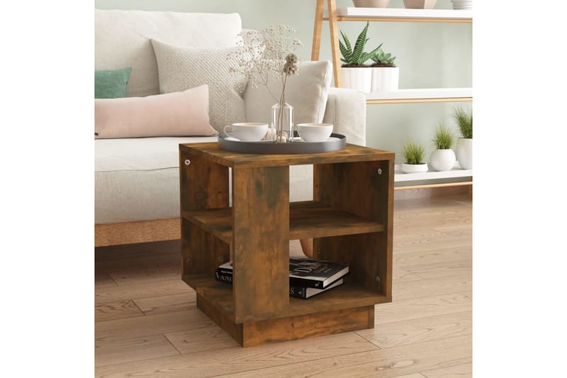Salongbord røkt eik 40x40x43 cm konstruert tre - Brun - Møbler - Bord - Sofabord