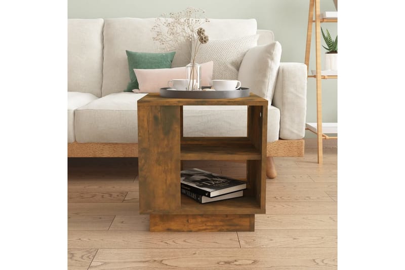 Salongbord røkt eik 40x40x43 cm konstruert tre - Brun - Møbler - Bord - Sofabord