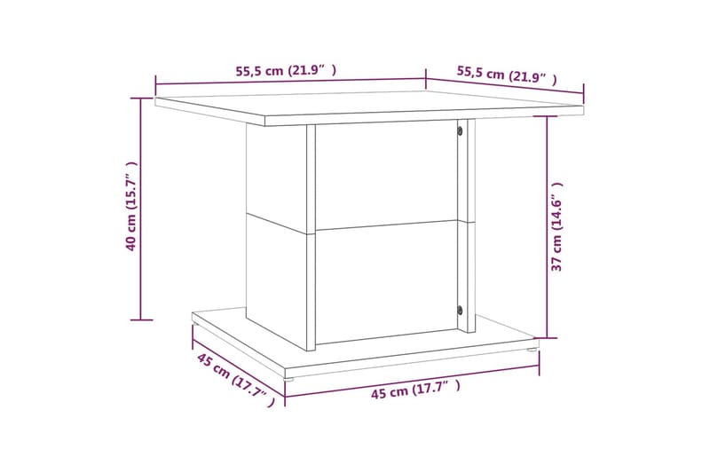 Salongbord røkt eik 55,5x55,5x40 cm sponplate - Brun - Sofabord