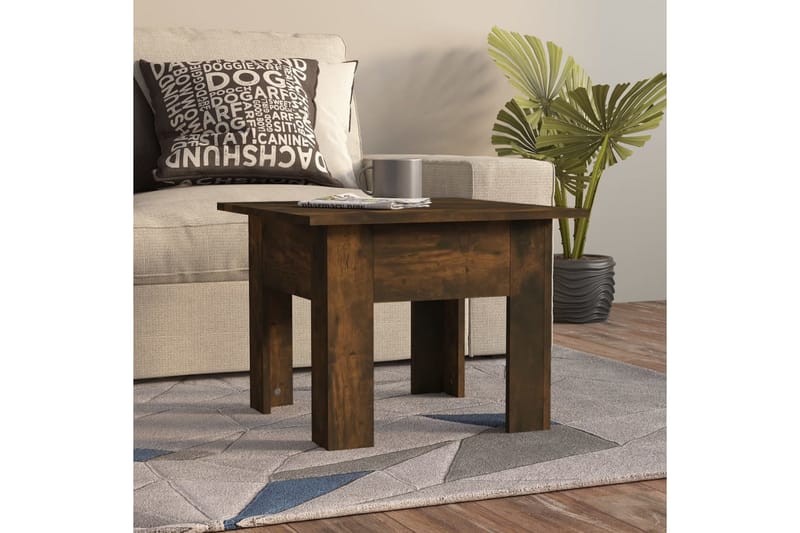 Salongbord røkt eik 55x55x42 cm sponplate - Brun - Møbler - Bord - Sofabord