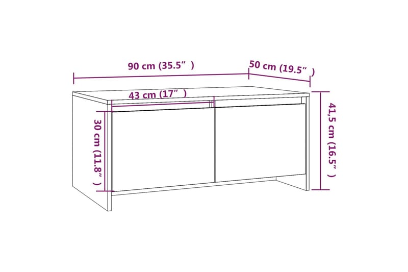 Salongbord røkt eik 90x50x41,5 cm sponplate - Brun - Møbler - Bord - Sofabord