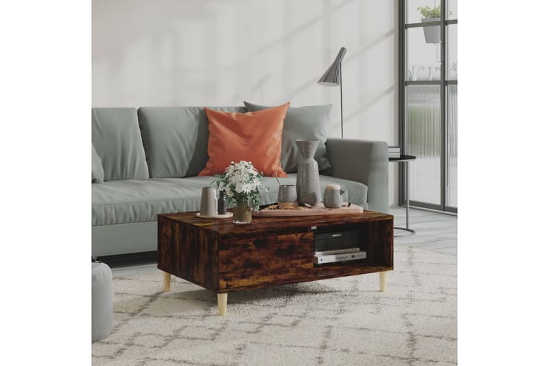 Salongbord røkt eik 90x60x35 cm sponplate - Brun - Møbler - Bord - Sofabord