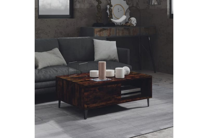 Salongbord røkt eik 90x60x35 cm sponplate - Brun - Møbler - Bord - Sofabord