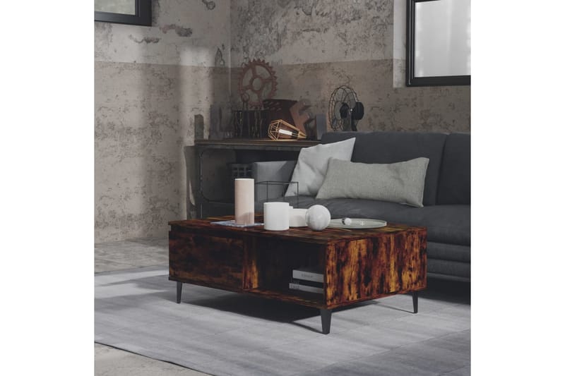 Salongbord røkt eik 90x60x35 cm sponplate - Brun - Møbler - Bord - Sofabord