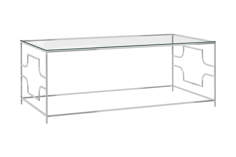 Salongbord sølv 120x60x45 cm rustfritt stål og glass - Silver - Møbler - Bord - Sofabord