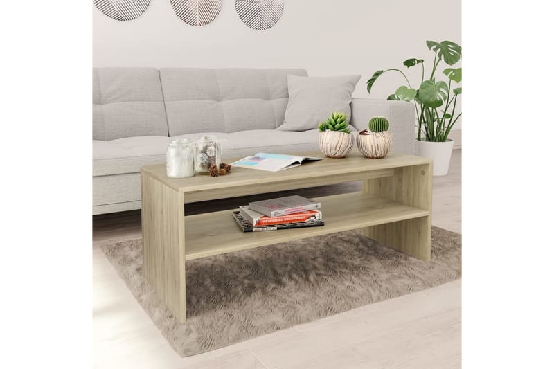 Salongbord sonoma eik 100x40x40 cm sponplate - Brun - Møbler - Bord - Sofabord